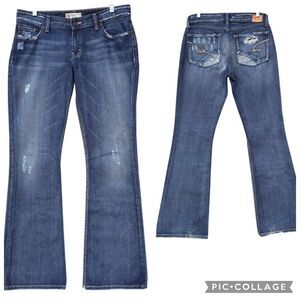 Y2K BKE Grace Low Rise Bootcut Jeans Distressed Medium Wash Buckle Denim 30x33.5